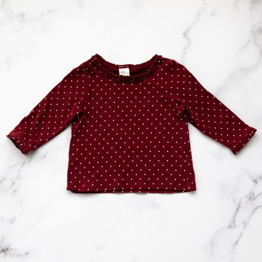 H&M Maroon Polka Dot Top (6-9M)