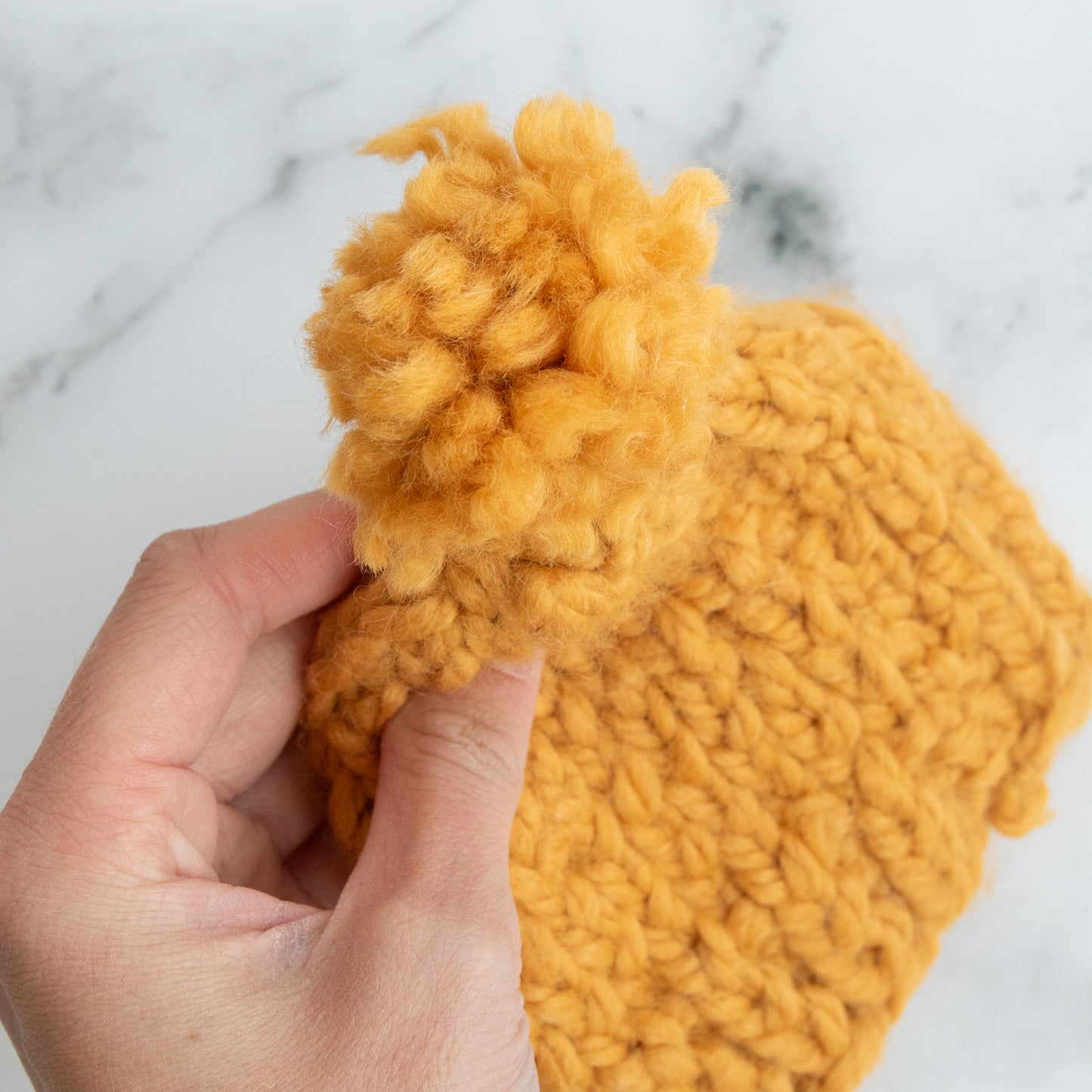 Hand Knitted Mustard Hat (0-3M)