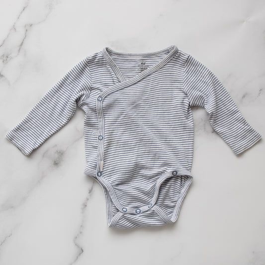 H&M Blue Stripe Bodysuit (2-4M)