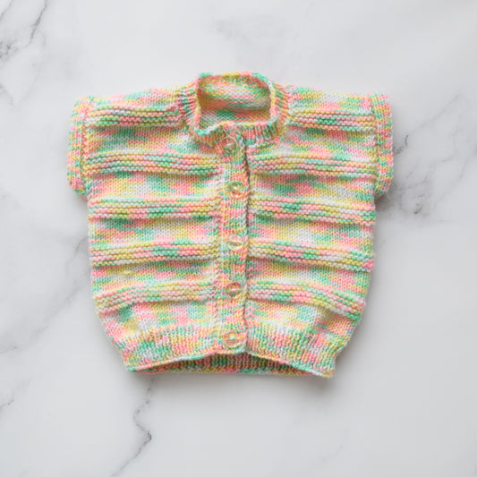 Cotton Candy Hand Knit Vest (6-9M)