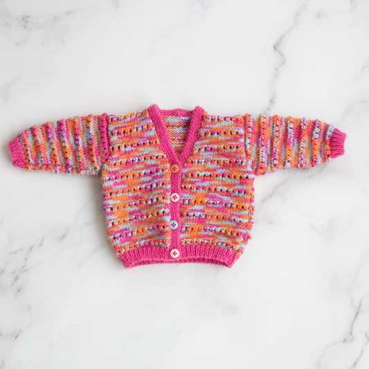 Pink and Orange Handknitted Cardigan (NB)