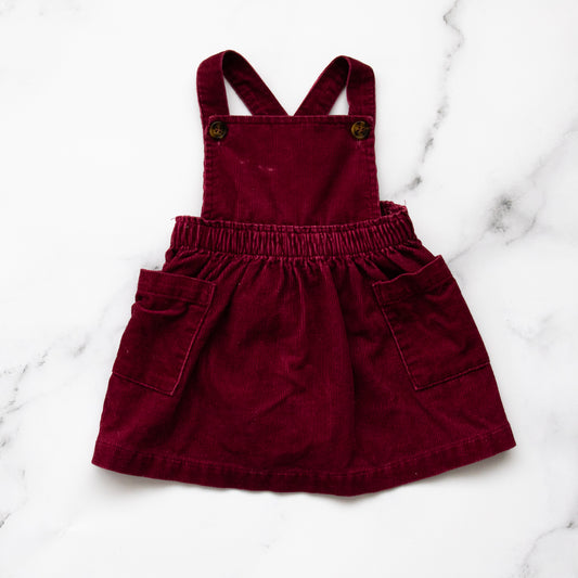 Maroon Suade Pinafore (0-3M)