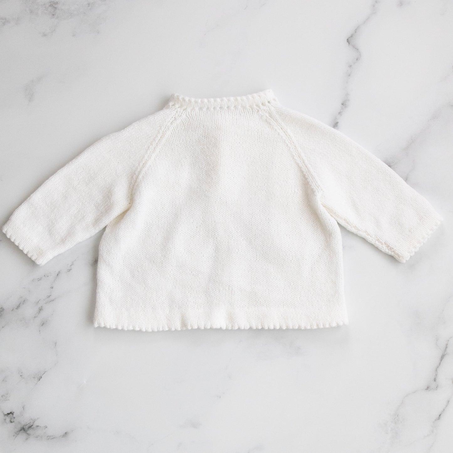 Hand Knitted White Cardigan (6-12M)